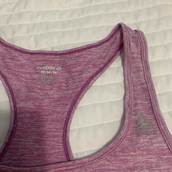 Reebok Scoop Neck Racerback Heather Purple Tank Top Medium - Picture 2 of 3